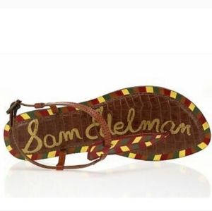 Sam Edleman Gigi 5 Thong Colorful Ankle Strap Sandals Sz 7.5